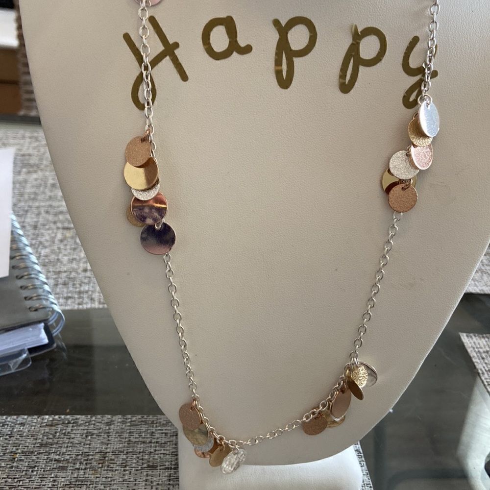 Apt 9 long silver necklaces Gold Rose Silver Bronze Round circles details NWT